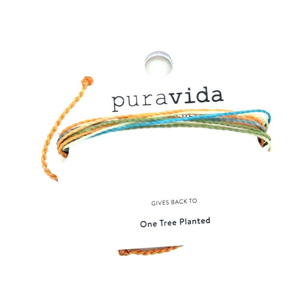 Pura Vida One Tree Planted Charity Bracelet Orange Teal Green Multi Strand NEW